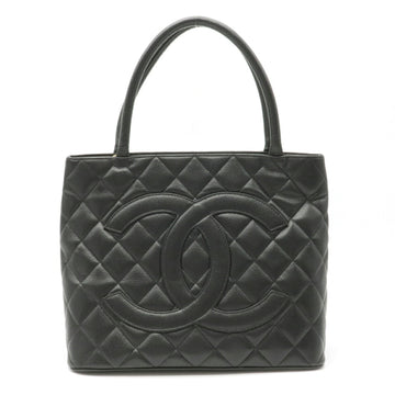Chanel matelasse caviar skin tote bag coco mark leather black A01804