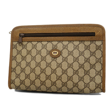 GUCCIAuth  Clutch Bag 41 01 037 Men,Women,Unisex GG Supreme Beige