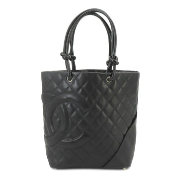 CHANEL Cambon Line Medium Tote Bag Leather Black A25167 Silver Hardware