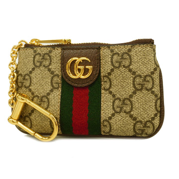 GUCCIAuth  GG Marmont Gold Hardware 671722 GG Supreme Coin Case Beige,Brown