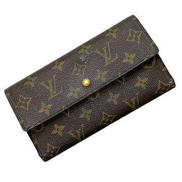 LOUIS VUITTON Porte Tresor International Tri-fold Long Wallet Brown Monogram M61215 Canvas TH0062  Unisex LV