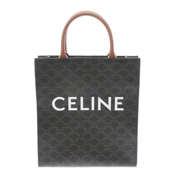 CELINE Triomphe Vertical Cover Small Black Brown Gold Hardware 191542 Women's PVC Leather Tote Bag Unused Ginzo