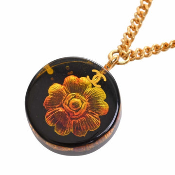 CHANEL Camellia Cocomark Necklace Gold/Black Ladies