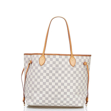 Louis Vuitton Damier Azur Neverfull MM Tote Bag Shoulder N51107 White PVC Leather Women's LOUIS VUITTON