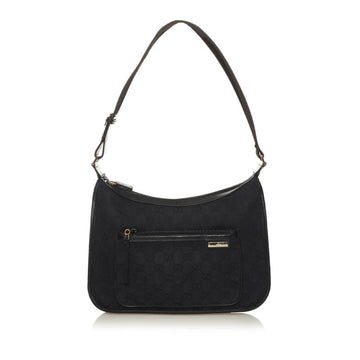 Gucci GG Canvas Shoulder Bag 001 4198 Black Leather Ladies GUCCI