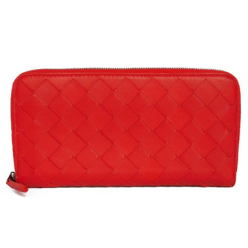 BOTTEGA VENETA Long Wallet Zip Around Bright Red Rosa Bicolor Maxi Intrecciato 577775 VO0BH 8928 Ladies Billfold