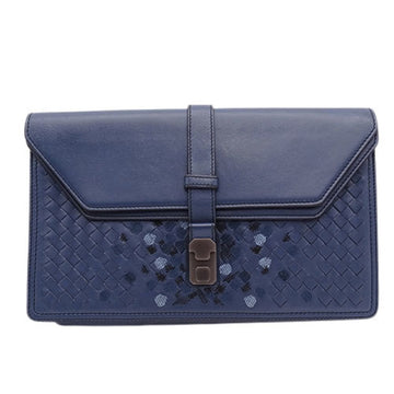 BOTTEGA VENETA BOTTEGAVENETA bag men's clutch second leather intrecciato blue embroidery