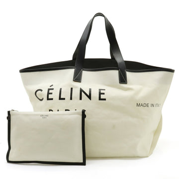 CELINE Made in Tote Medium Print Bag Shoulder Canvas Leather Natural Black 186352B3D