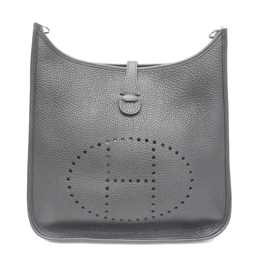 HERMES Evelyn 3PM Shoulder Bag Black/SV Hardware Taurillon B Engraved Ladies Men's