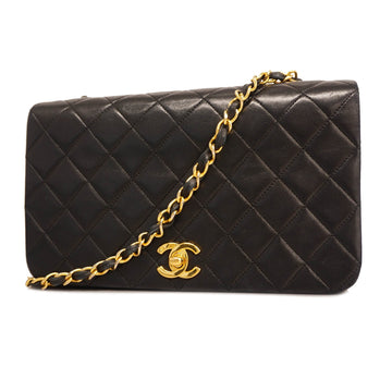 Chanel Shoulder Bag Matelasse Single Chain Lambskin Black Gold metal