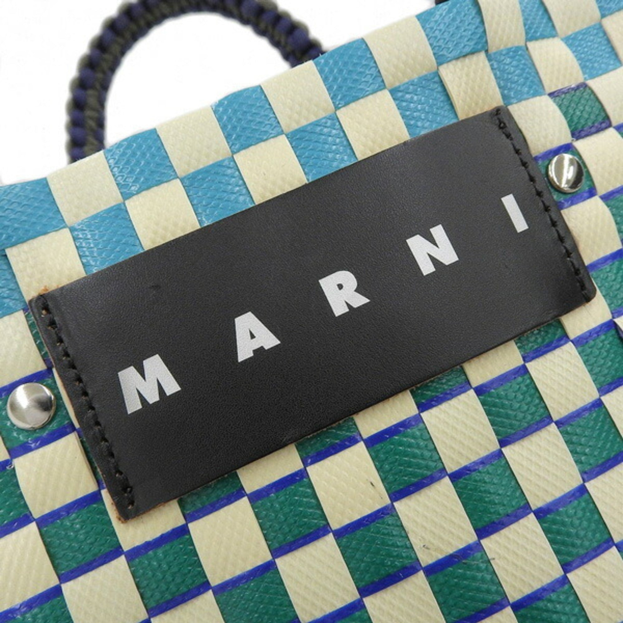 MARNI picnic bag tote ivory/green polypropylene