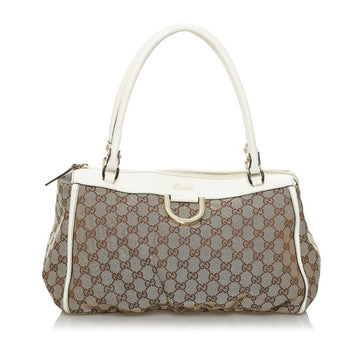 Gucci GG Canvas Abbey Shoulder Bag 189831 Beige White Leather Ladies GUCCI