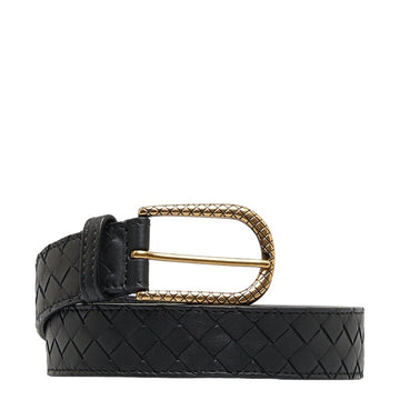 BOTTEGA VENETA Intrecciato Belt 85/34 Black Gold Leather Men's BOTTEGAVENETA