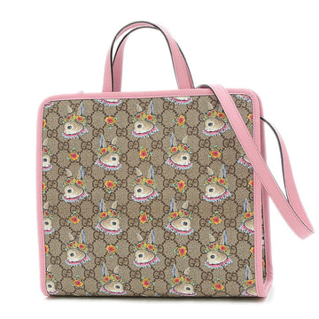 GUCCI Yuko Higuchi GG Supreme 2Way Tote Bag Beige/Pink 630542