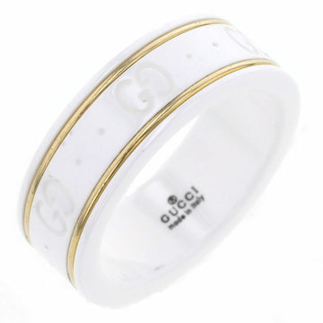 Gucci Ring Icon Width Approx. 7mm K18 Yellow Gold White Zirconia No. 14 Ladies GUCCI