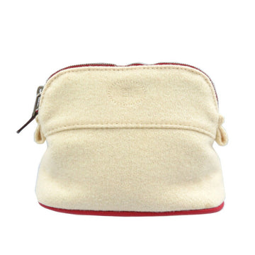 HERMES Bolide Pouch TPM Wool Ivory Red