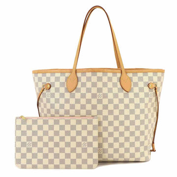 LOUIS VUITTON Damier Azure Neverfull MM Tote Bag Rose Ballerine with Pouch N41605 RFID