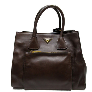Prada handbag shoulder bag 2WAY triangle logo brown x gold leather