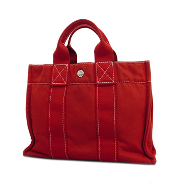 HERMESAuth  Deauville PM Women's Canvas Handbag,Tote Bag Red Color