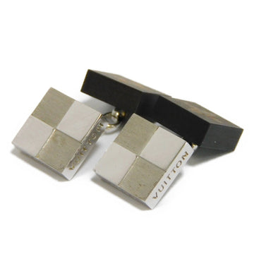 LOUIS VUITTON Cufflinks Bouton de Manchette Wood Flower Brown Silver Damier Monogram Maron M92790 Men's Accessories