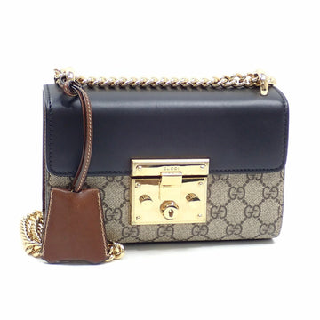 GUCCI Padlock GG Small Shoulder Bag Ladies Beige Black Brown PVC Leather 409487 2WAY