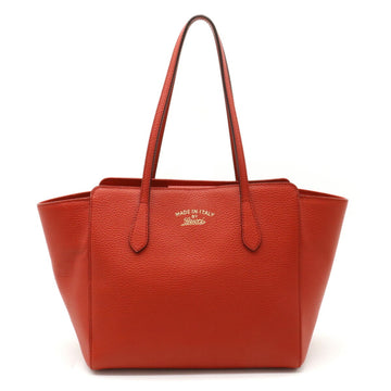 GUCCI Swing Tote Bag Shoulder Leather Orange Red 354408