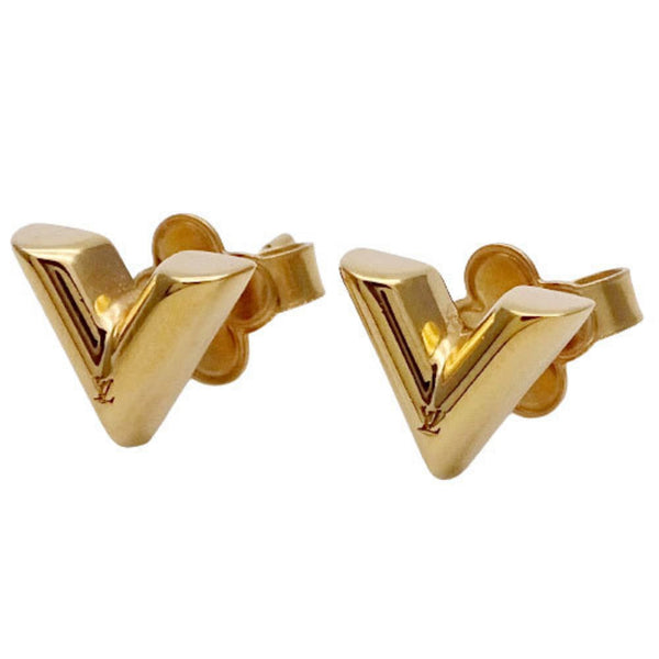 Auth Louis Vuitton Essential V Pierce Earrings Gold Metal M68153 - e53013a