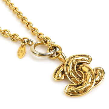 CHANEL necklace here mark metal gold ladies