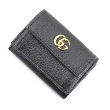 GUCCI Trifold Wallet GG Petit Marmont Compact Small Men's Women's Black 523277 Leather  T3901