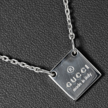 GUCCI logo plate necklace silver 925