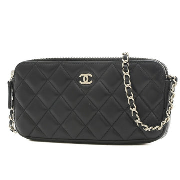 CHANEL Matelasse Chain Clutch Wallet Lambskin Black A82527