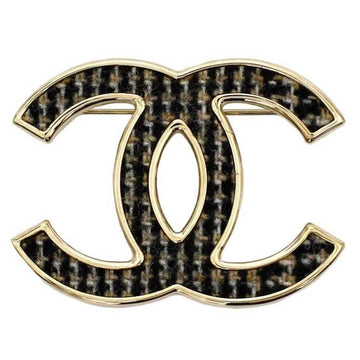 CHANEL Brooch Gold Black Beige Cocomark GP B22 K Pin Motif