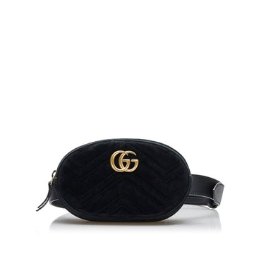 Gucci GG Marmont Waist Bag 476434 Black Suede Leather Ladies GUCCI