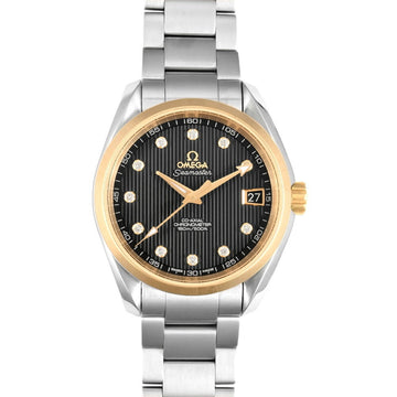 Omega Seamaster Aqua Terra Coaxial Chronometer Date Men's Automatic Watch K18PG x SS 11P Diamond Index Black Dial 231.20.39.21.51.003