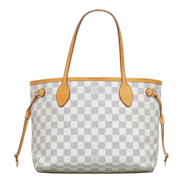 LOUIS VUITTON Damier Azur Neverfull PM Handbag Tote Bag N51110 White PVC Leather Women's