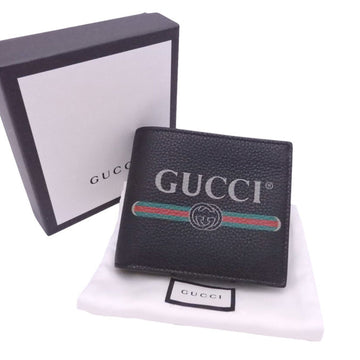 Gucci bi-fold wallet black leather men's 496316