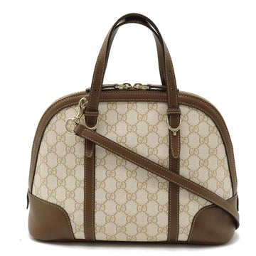 GUCCI GG Supreme Nice Handbag Shoulder Bag PVC Leather Ivory Mocha Brown 309617