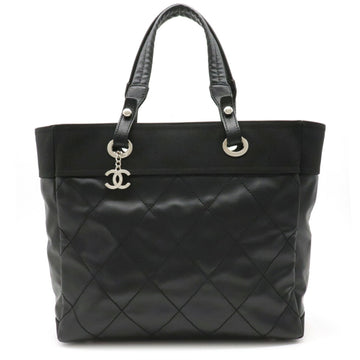 Chanel Paris Biarritz tote MM bag handbag coated canvas black A34209