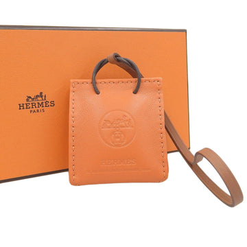 HERMES Sac Orange Bag Type Charm Keychain Agneau Milo x Swift Y Engraved