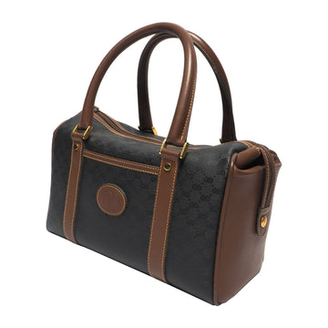 OLDGUCCI Old Gucci Mini Boston Bag Handbag Ladies Interlocking G Micro GG Leather Brown Black