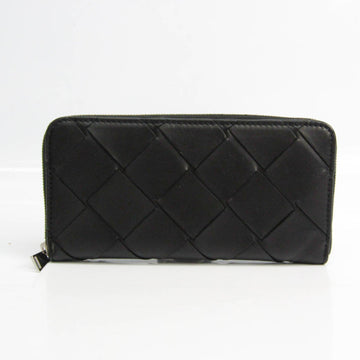 BOTTEGA VENETA Intrecciato Unisex Leather Long Wallet [bi-fold] Black