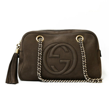 Gucci Shoulder Bag Soho Chain Interlocking Brown Ladies