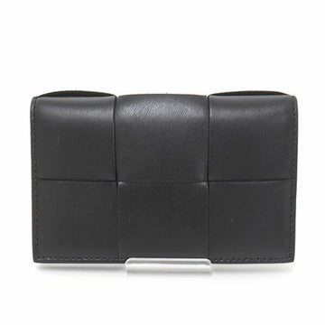 BOTTEGA VENETA Maxi Intrecciato Flap Card Case Calfskin Black 649602 Business Holder