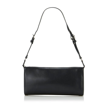 SALVATORE FERRAGAMO Gancini Metal Pouch One Shoulder Bag AU-21 4901 Black Leather Ladies