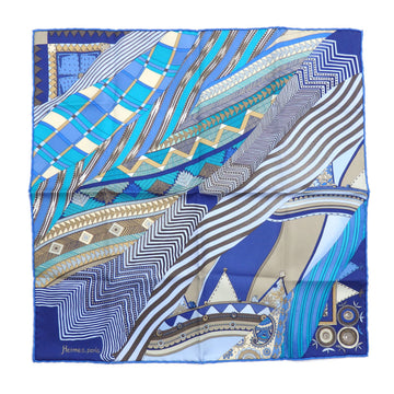 HERMES Scarf Muffler Carre 40 Ladies Silk Blue Petit