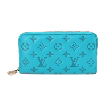 LOUIS VUITTON Monogram Zippy Wallet Long Leather Turquoise M81512 RFID