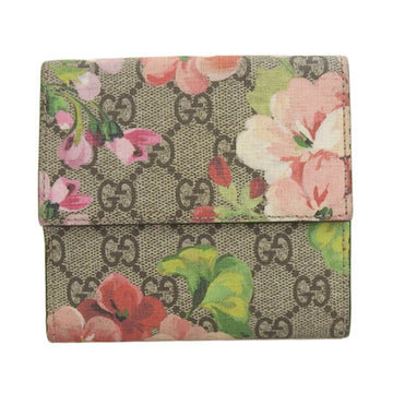 GUCCI GG Blooms W Hook Bifold Wallet 410071 Beige/Pink Ladies