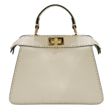 FENDI Peekaboo Icy Youth Small Shoulder Bag Ivory Leather Women's Men's