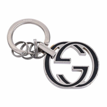 GUCCI Interlocking G Key Ring Silver/Black Women's