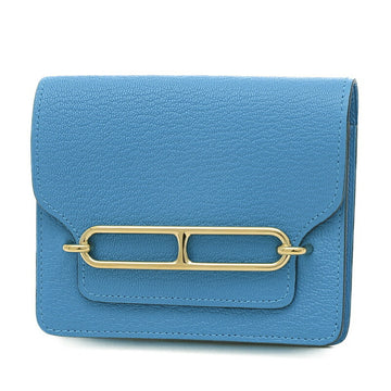 HERMES Louris Le Li Pouch Chevre Blue Zanzibar B engraved